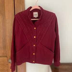 Sezane Aaron Like New Burgundy Wine Denim Jacket
